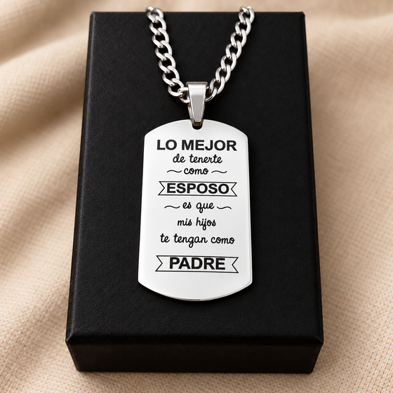 Cadena Dogtag en plata para el