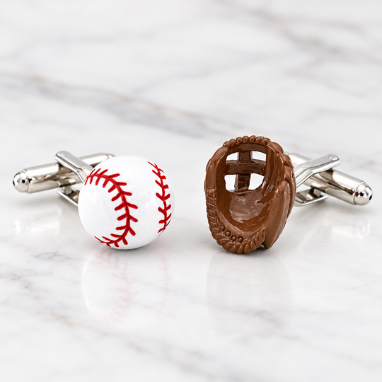 Gemelos de Béisbol Pelota y Guante en Acero Inoxidable - Unique Personalizado