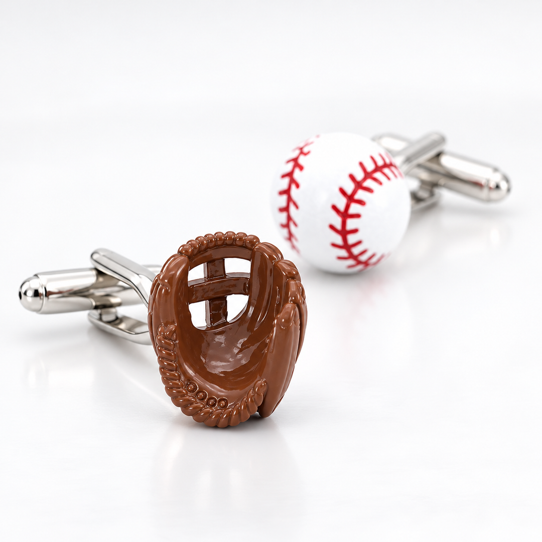Gemelos de Béisbol Pelota y Guante en Acero Inoxidable - Unique Personalizado