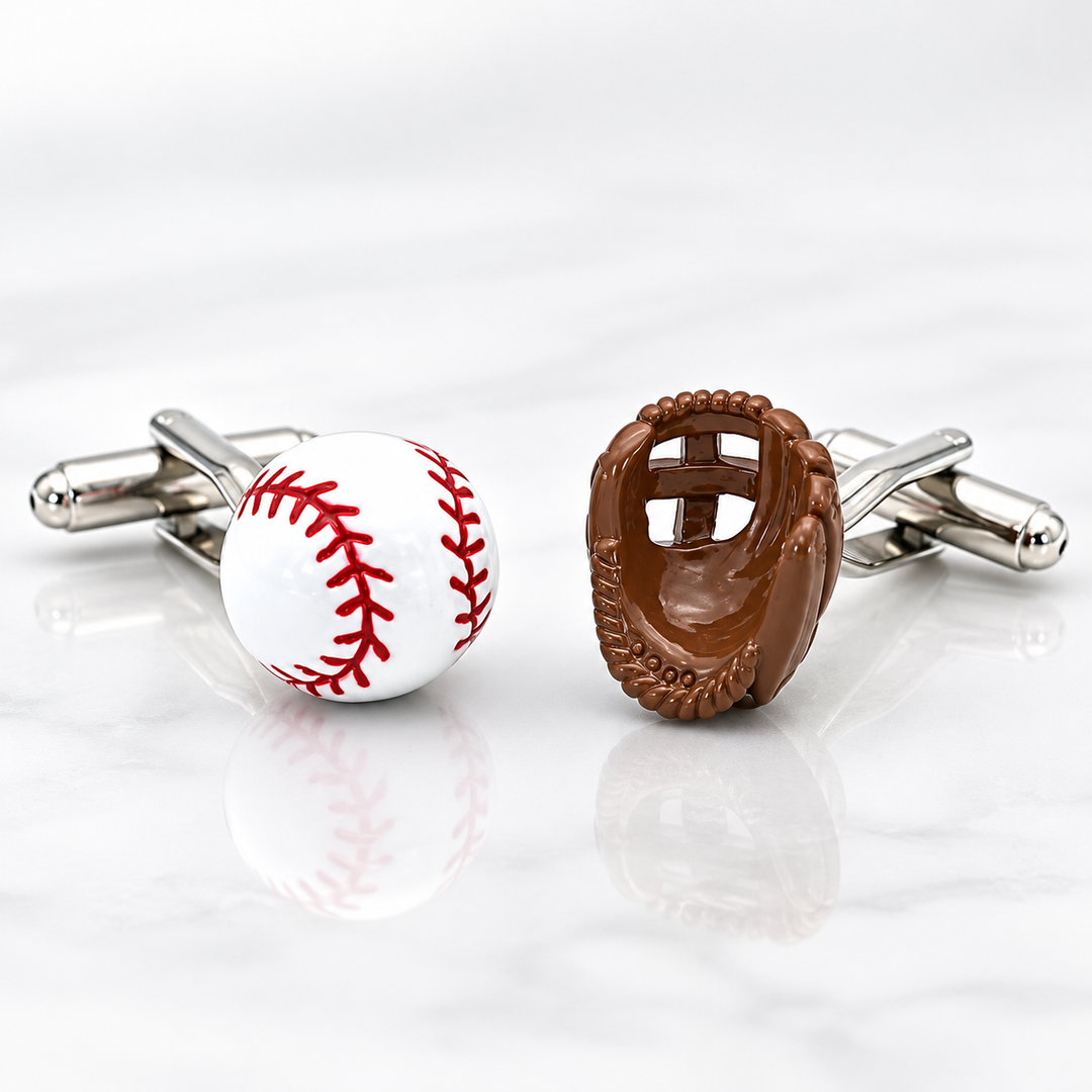 Gemelos de Béisbol Pelota y Guante en Acero Inoxidable - Unique Personalizado