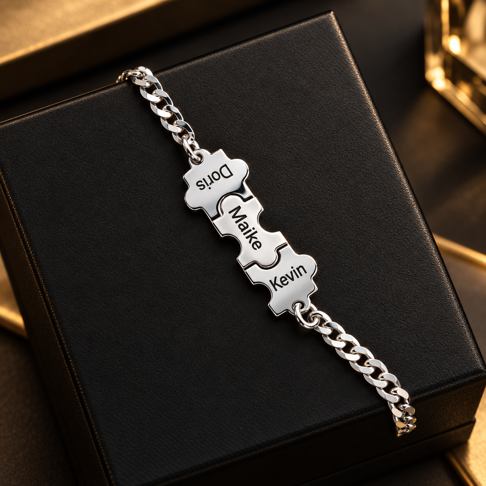 Brazalete puzzle para el en plata