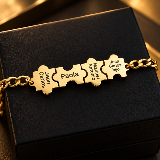 Brazalete puzzle para el en plata