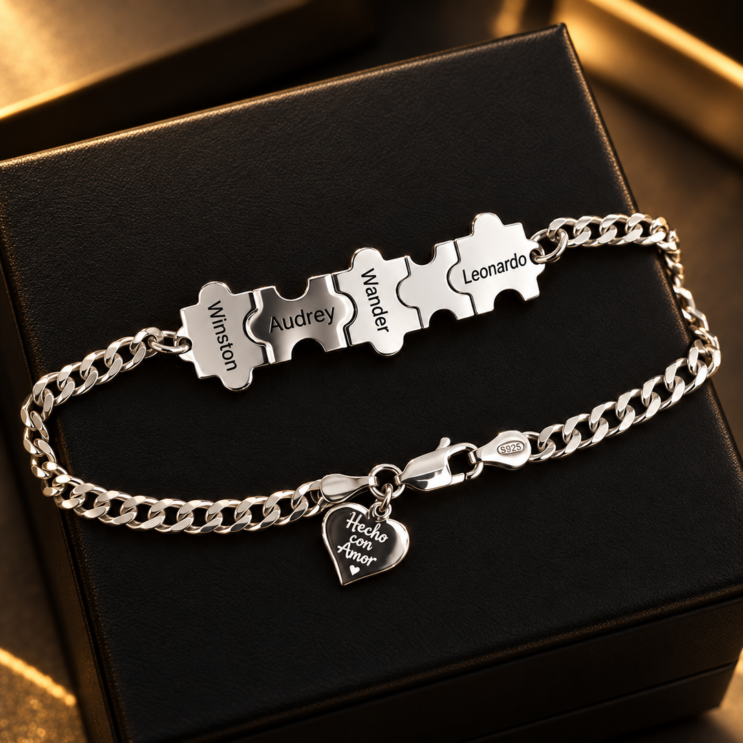 Brazalete puzzle para el en plata