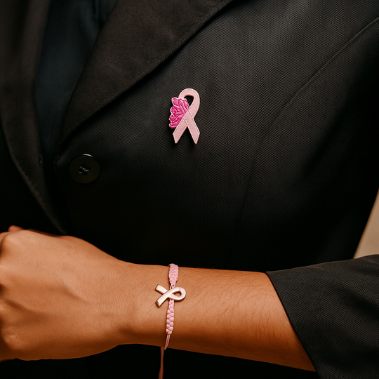 set de pulcera y pin de mariposa rosados de cancer de mama