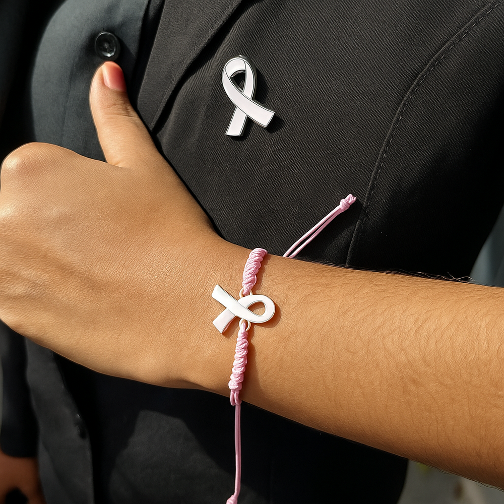 set de pulcera y pin de mariposa rosados de cancer de mama
